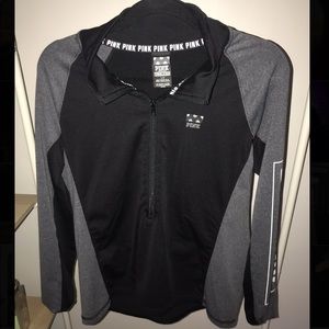 •PINK• quarter zip long sleeve logo shirt
